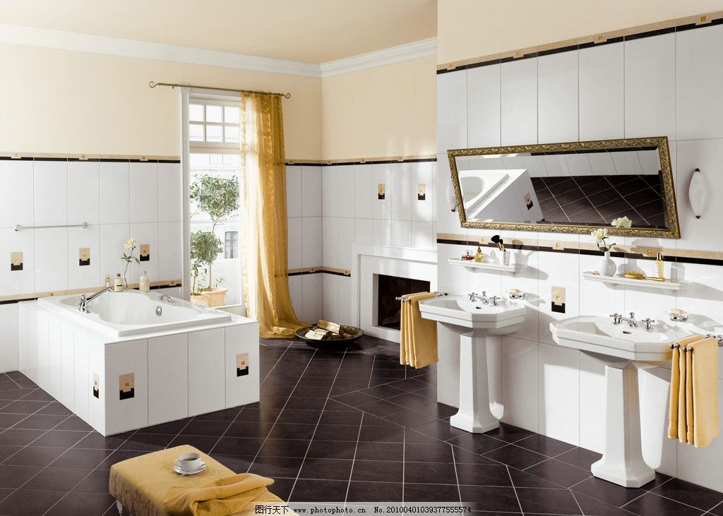 浴室卫生间瓷砖铺贴样板间铺砖图片_室内摄影