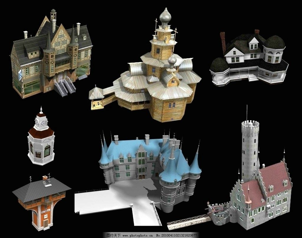 欧式 建筑 max 模型 3d 国外 欧洲 风格 古典 景观 教堂 城堡 钟楼 古