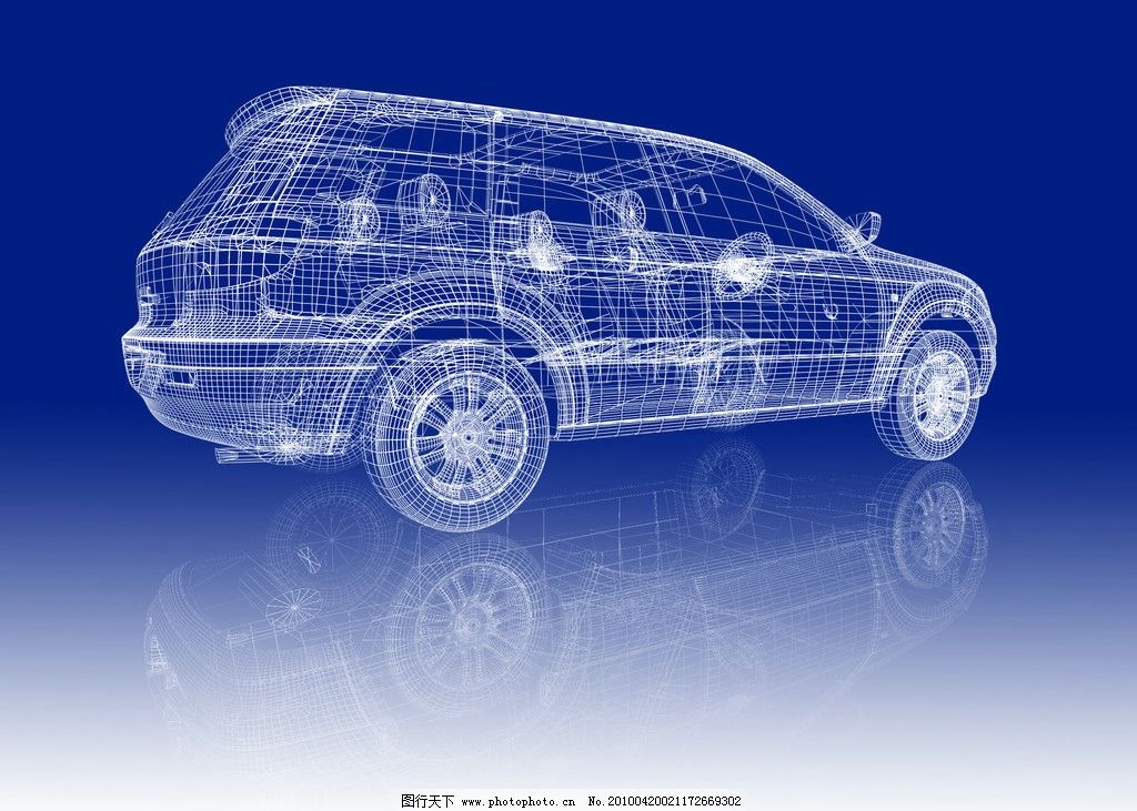 汽车 模型 布线图 三维 3D 高清图片