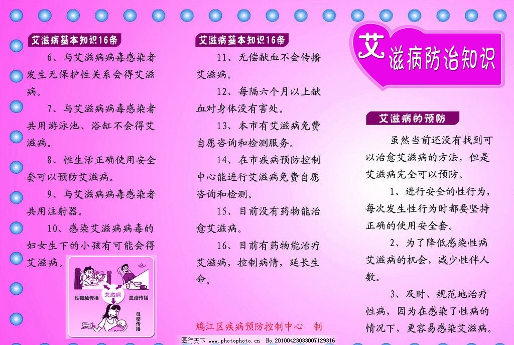 艾滋病宣传单正面 艾滋病知识宣传 预防艾滋病