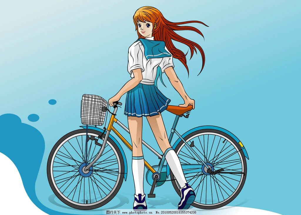 手绘美女背影头戴花环