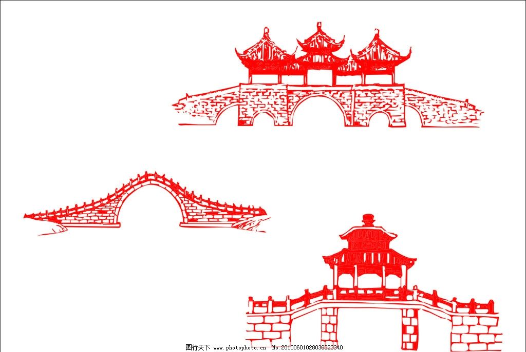 古桥 古建筑 桥拱桥 赵州桥 线条画 简笔画 传统建筑 建筑家居